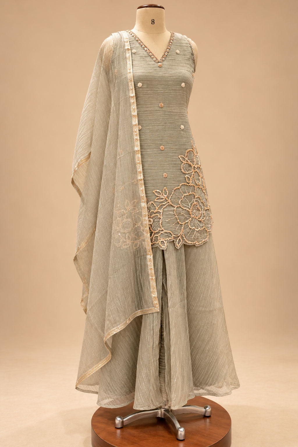 Sage Green kurta palazzo set for women – product view 2