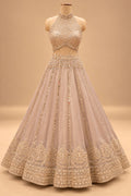 Premium Taupe Beige Embroidered Lehenga Choli with Mirror Work and Dupatta for Women – product image 3