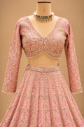Premium Dusty Rose Pink Bridal Lehenga with Gold Geometric Embroidery and Embellished Dupatta – product image 4
