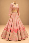 Premium Dusty Rose Pink Bridal Lehenga with Gold Geometric Embroidery and Embellished Dupatta – product image 5