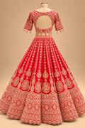 Luxury Bridal Red Lehenga with Intricate Gold Embroidery, Traditional Paisley Motifs and Designer Dupatta