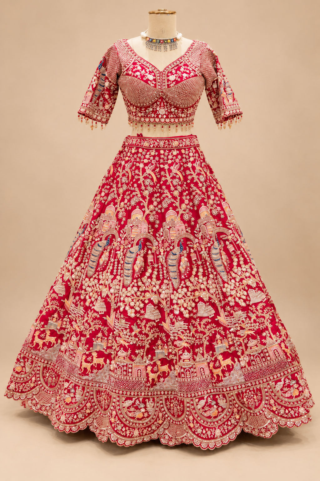 Premium Red Bridal Lehenga with Intricate Gold Embroidery, Royal Heritage Motifs and Embellished Dupatta