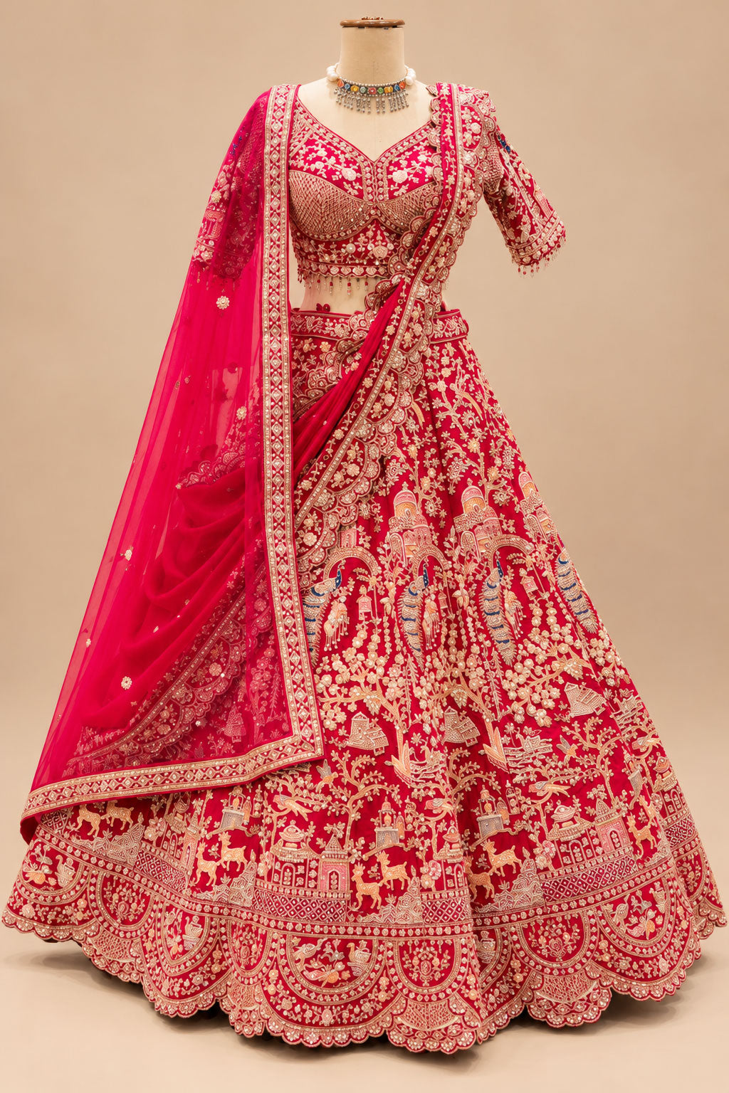 Premium Red Bridal Lehenga with Intricate Gold Embroidery, Royal Heritage Motifs and Embellished Dupatta