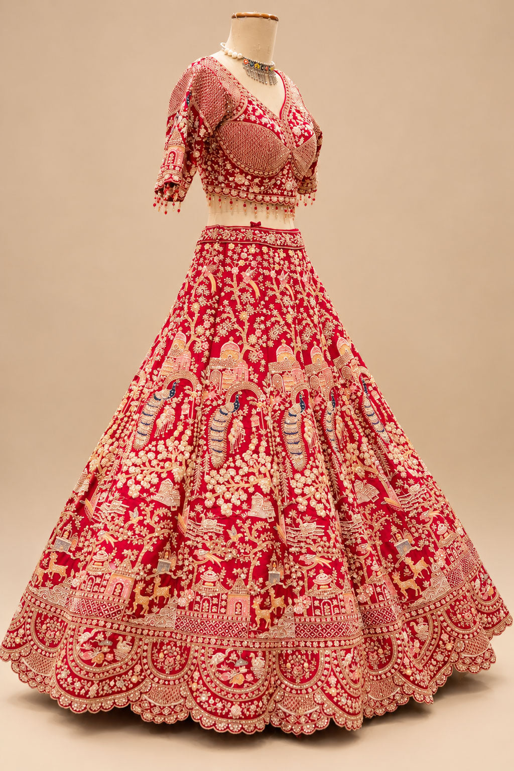 Premium Red Bridal Lehenga with Intricate Gold Embroidery, Royal Heritage Motifs and Embellished Dupatta