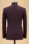 Men’s Plum Embroidered Indo-Western Bandhgala Suit with Matching Trousers