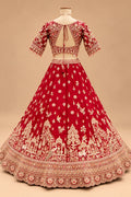 Luxury Red Bridal Lehenga with Intricate Gold Embroidery, Traditional Motifs and Designer Dupatta