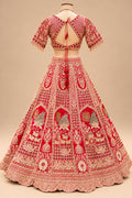 Premium Red Bridal Lehenga with Gold Embroidery, Multicolour Floral Motifs and Heavy Embroidered Dupatta