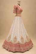Premium Coral Peach and Ivory Bridal Lehenga with Intricate Embroidery and Dupatta – product view 4