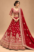 Luxury Red Bridal Lehenga with Intricate Gold Embroidery, Traditional Motifs and Designer Dupatta