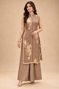 Taupe Brown kurta palazzo set for women – product view 1