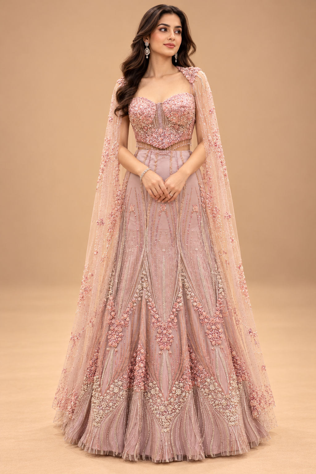 Blush Pink designer gown for women – product view 1