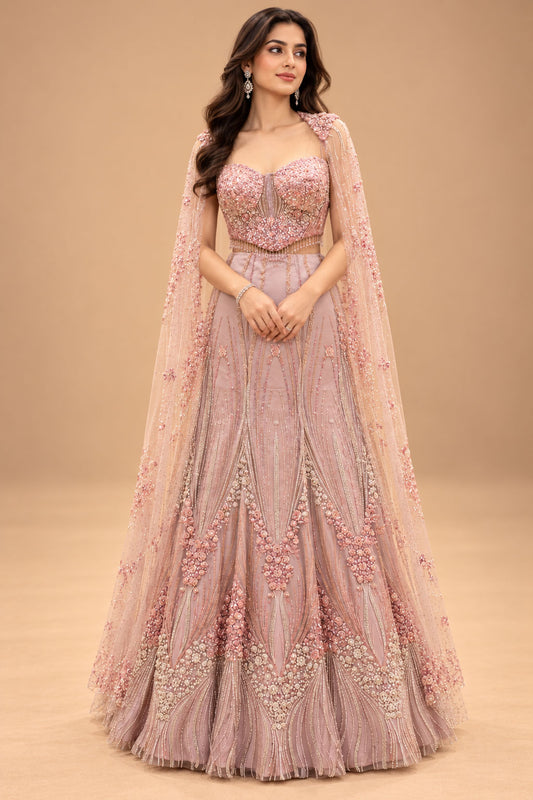 Blush Pink designer gown for women – product view 1