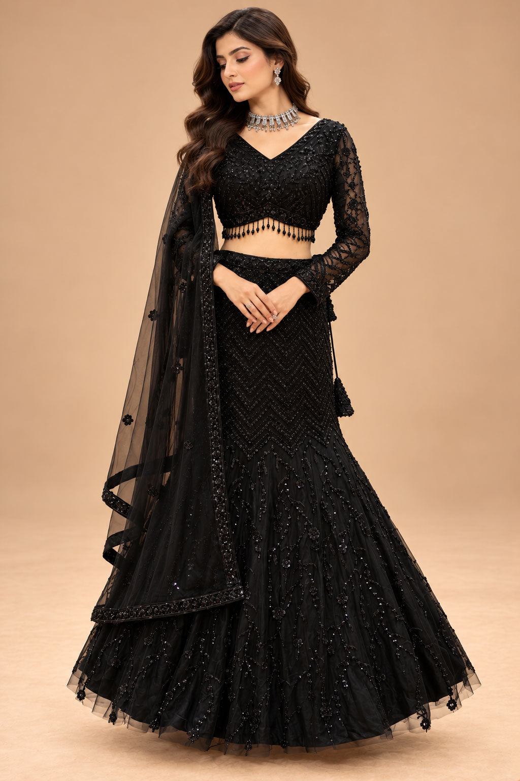 Black lehenga choli for women – product view 1