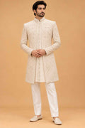 Ivory Embroidered Sherwani Set for Men | Groom & Wedding Wear