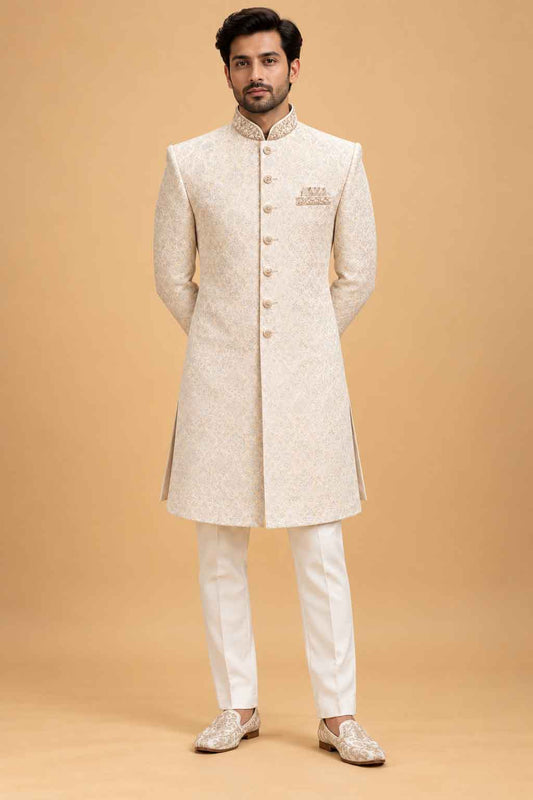 Firozi Textured Sherwani for Men with Trousers – product image 1