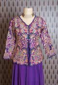 Handcrafted Purple Embroidered Ethnic Top with Flowy Full-Length Skirt – Traditional Indian Festive Wear for Women