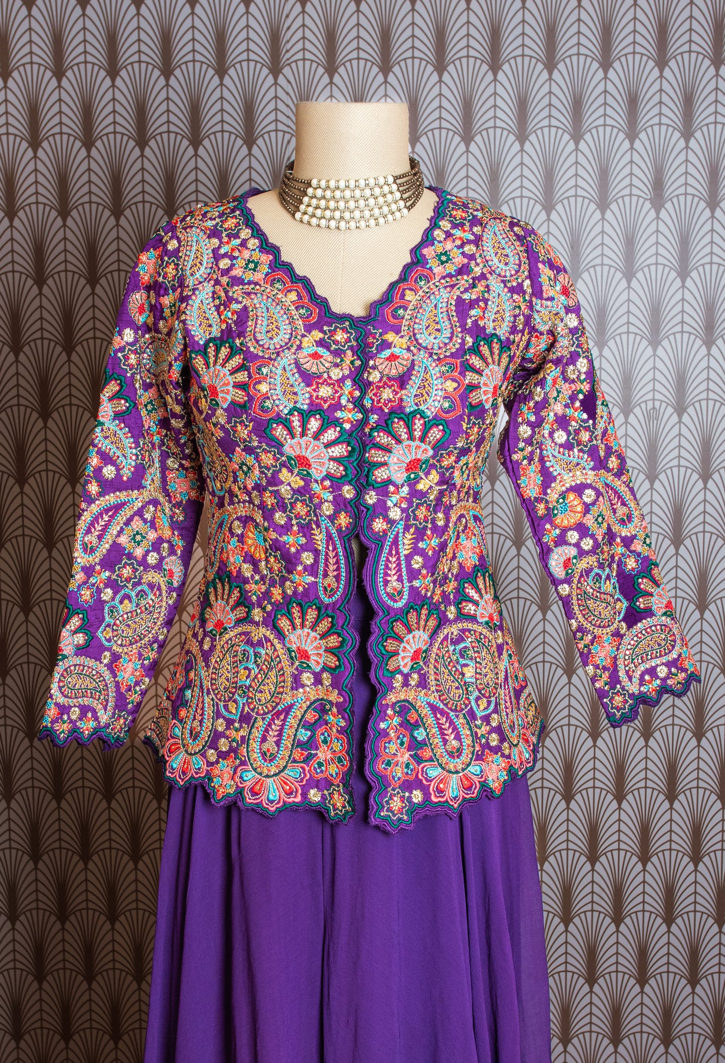 Handcrafted Purple Embroidered Ethnic Top with Flowy Full-Length Skirt – Traditional Indian Festive Wear for Women