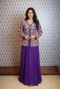 Handcrafted Purple Embroidered Ethnic Top with Flowy Full-Length Skirt – Traditional Indian Festive Wear for Women
