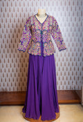 Handcrafted Purple Embroidered Ethnic Top with Flowy Full-Length Skirt – Traditional Indian Festive Wear for Women