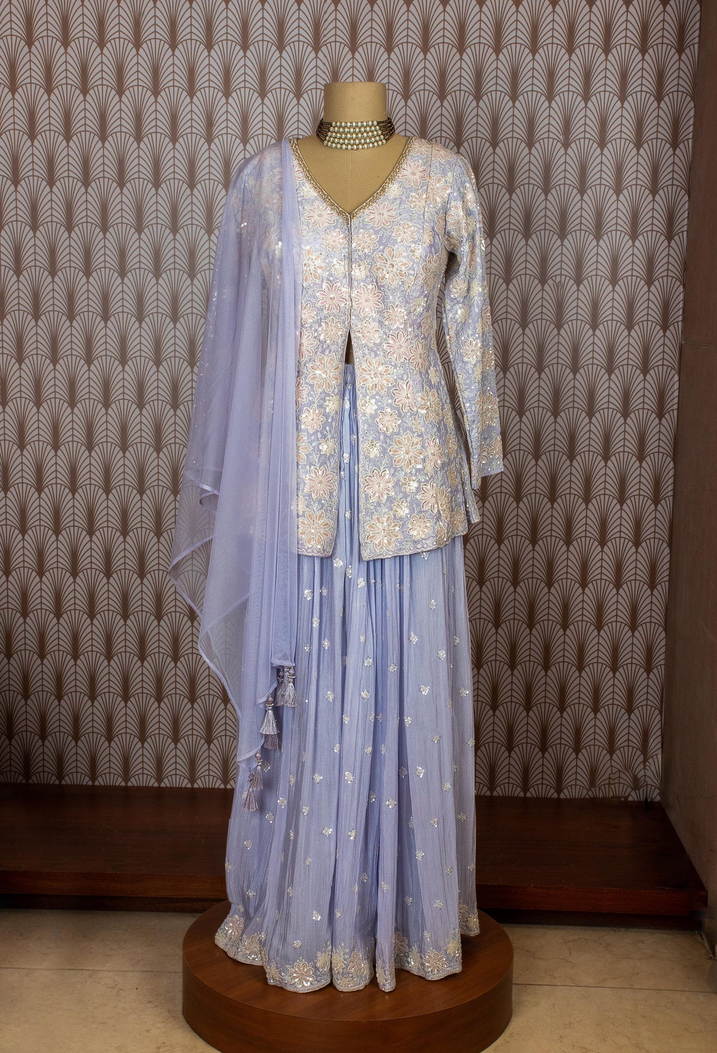 Lavender Embroidered Jacket Lehenga Set for Women – Elegant Wedding & Festive Wear
