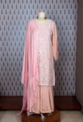 Elegant Peach Embroidered Kurta with Palazzo Set | Traditional Ethnic Wear for Women