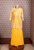 Elegant Yellow Embroidered Kurti with Flared Skirt - Traditional Indian Ethnic Wear