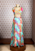 Multicolor Abstract Printed Cape Lehenga Set for Women – Boho Chic Festive Wear