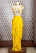 Mustard Yellow Embroidered Cape Lehenga Set for Women – Designer Festive Wear