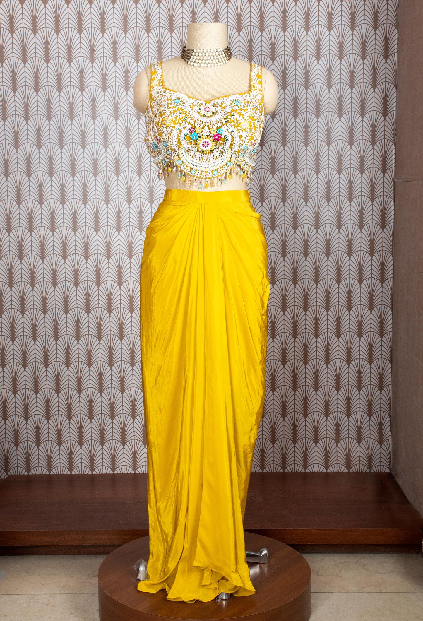 Mustard Yellow Embroidered Cape Lehenga Set for Women – Designer Festive Wear