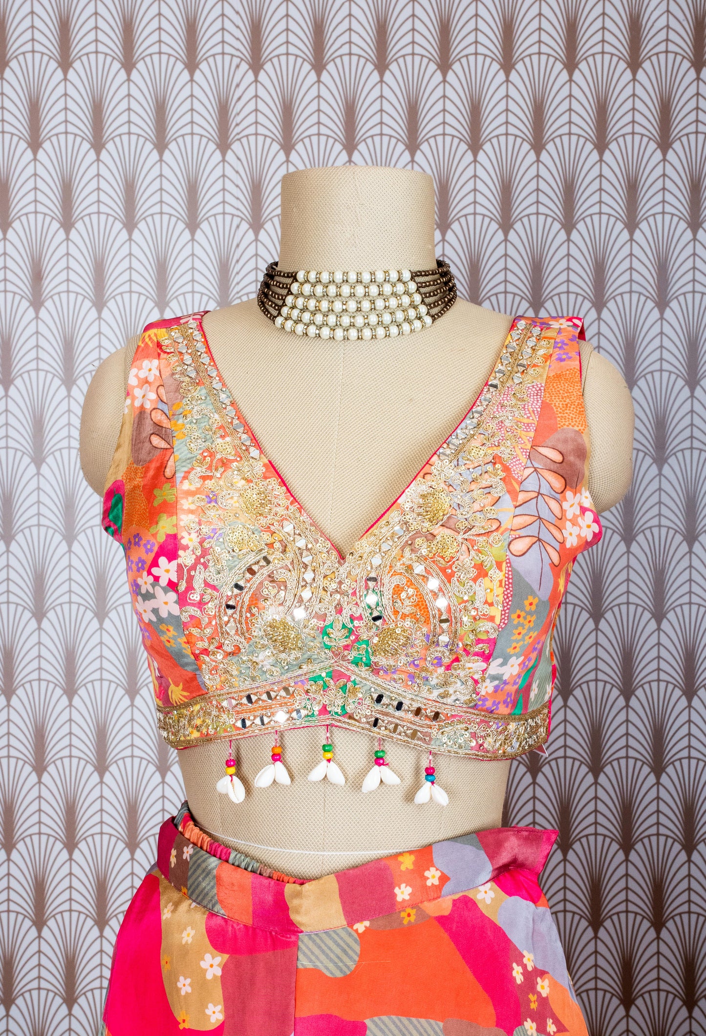 Multicolor Printed Cape Lehenga Set for Women – Vibrant Festive & Mehndi Wear