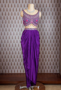 Purple Embroidered Indo-Western Lehenga Set with Cape Dupatta – Stylish Festive & Partywear for Women