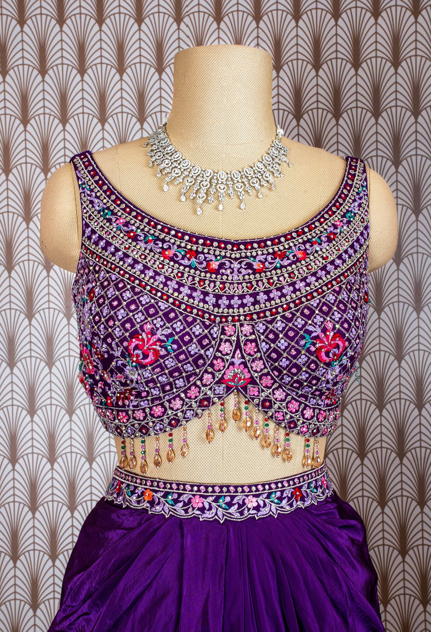 Purple Embroidered Indo-Western Lehenga Set with Cape Dupatta – Stylish Festive & Partywear for Women