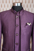 Elegant Purple Men's Formal Suit with Embroidered Jacket & Matching Inner | Stylish Party & Wedding Wear