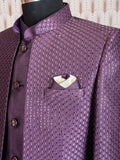Elegant Purple Men's Formal Suit with Embroidered Jacket & Matching Inner | Stylish Party & Wedding Wear