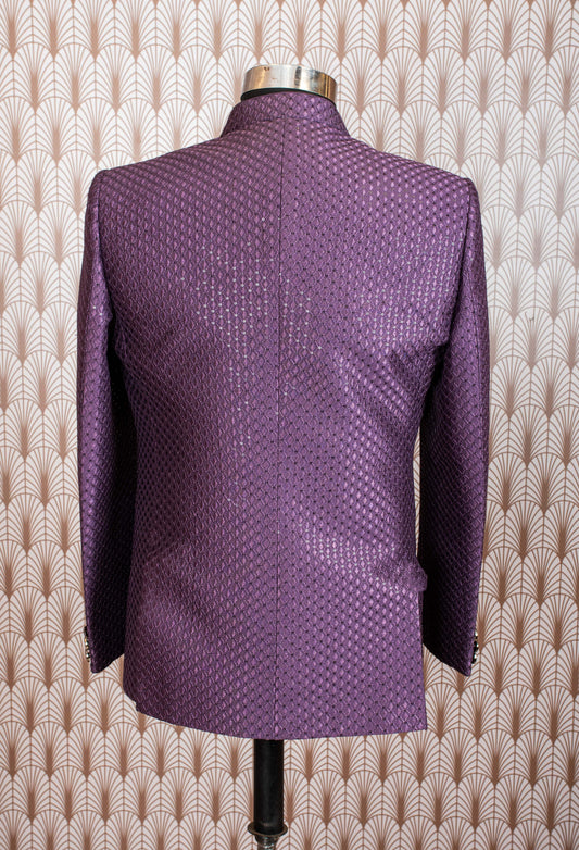 Purple men's formal suit with embroidered jacket and matching inner – product image 2