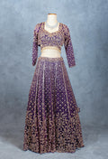 Elegant Purple Velvet Bridal Lehenga with Gold Embroidery – Designer Wedding Outfit