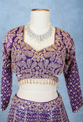 Purple | Embroidered Bridal Lehenga Choli with Zari & Sequin Work | 22