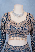 Teal Blue | Embroidered Bridal Lehenga Choli with Zari & Sequin Work | 6