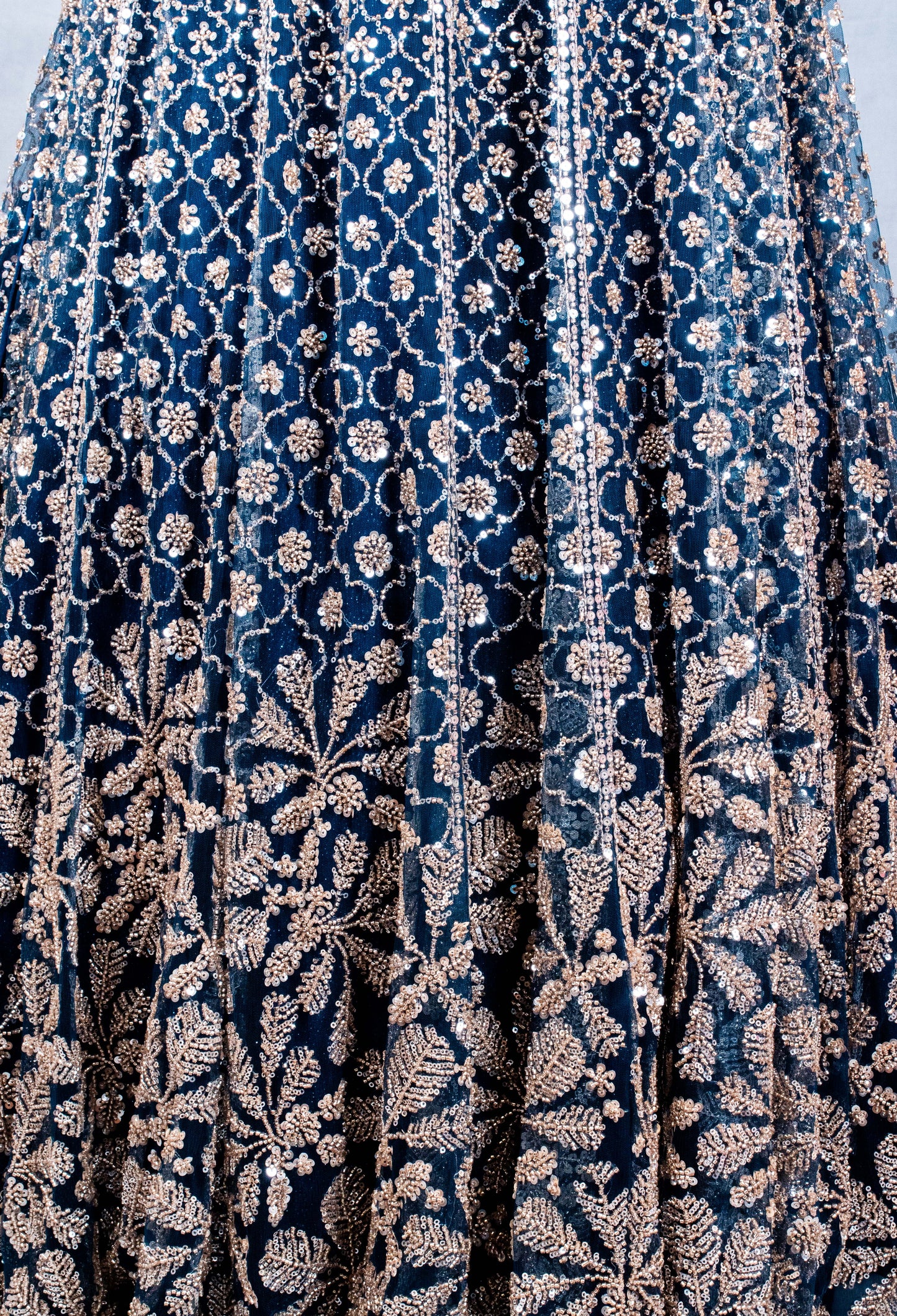 Teal Blue Embroidered Lehenga Choli with Zari & Sequin Work | Designer Reception & Sangeet Outfit