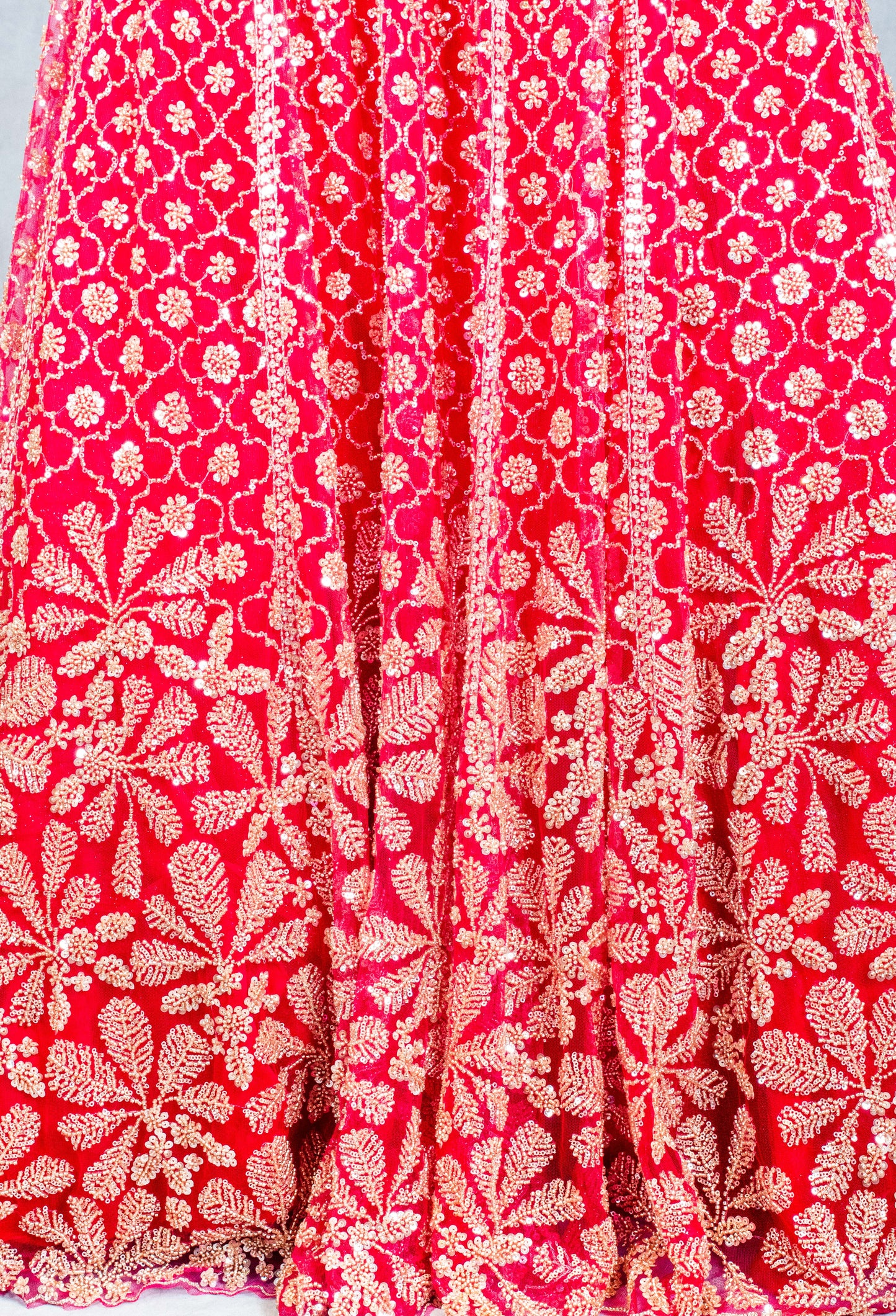 Red Designer Crop Top Lehenga with Heavy Gold Embroidery & Dupatta – Bridal & Festive Ensemble