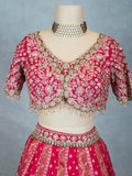Elegant Pink Embroidered Lehenga Choli with Golden Detailing for Women | Traditional Indian Ethnic Wear
