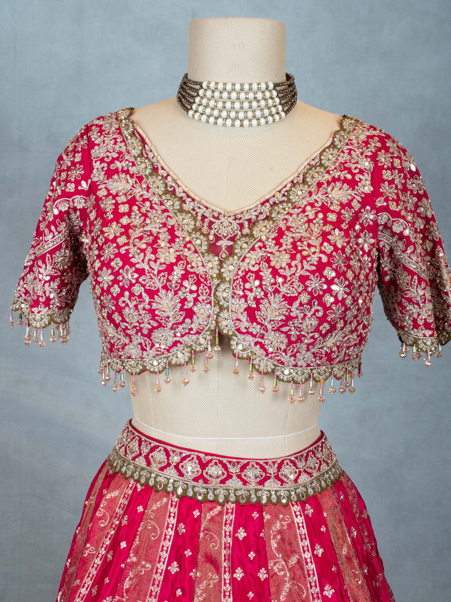 Elegant Pink Embroidered Lehenga Choli with Golden Detailing for Women | Traditional Indian Ethnic Wear