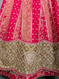 Elegant Pink Embroidered Lehenga Choli with Golden Detailing for Women | Traditional Indian Ethnic Wear