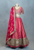 Elegant Pink Embroidered Lehenga Choli with Golden Detailing for Women | Traditional Indian Ethnic Wear