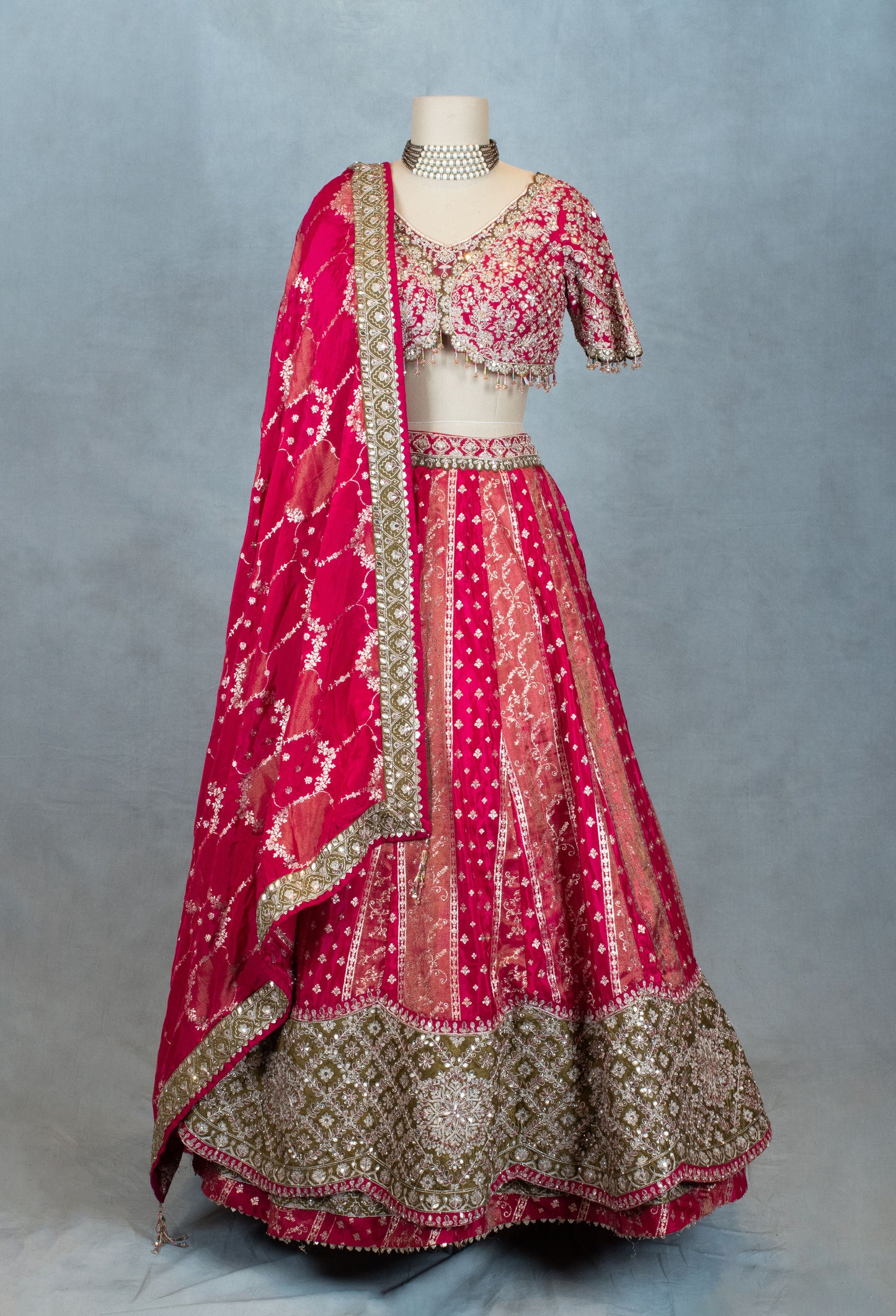Elegant Pink Embroidered Lehenga Choli with Golden Detailing for Women | Traditional Indian Ethnic Wear