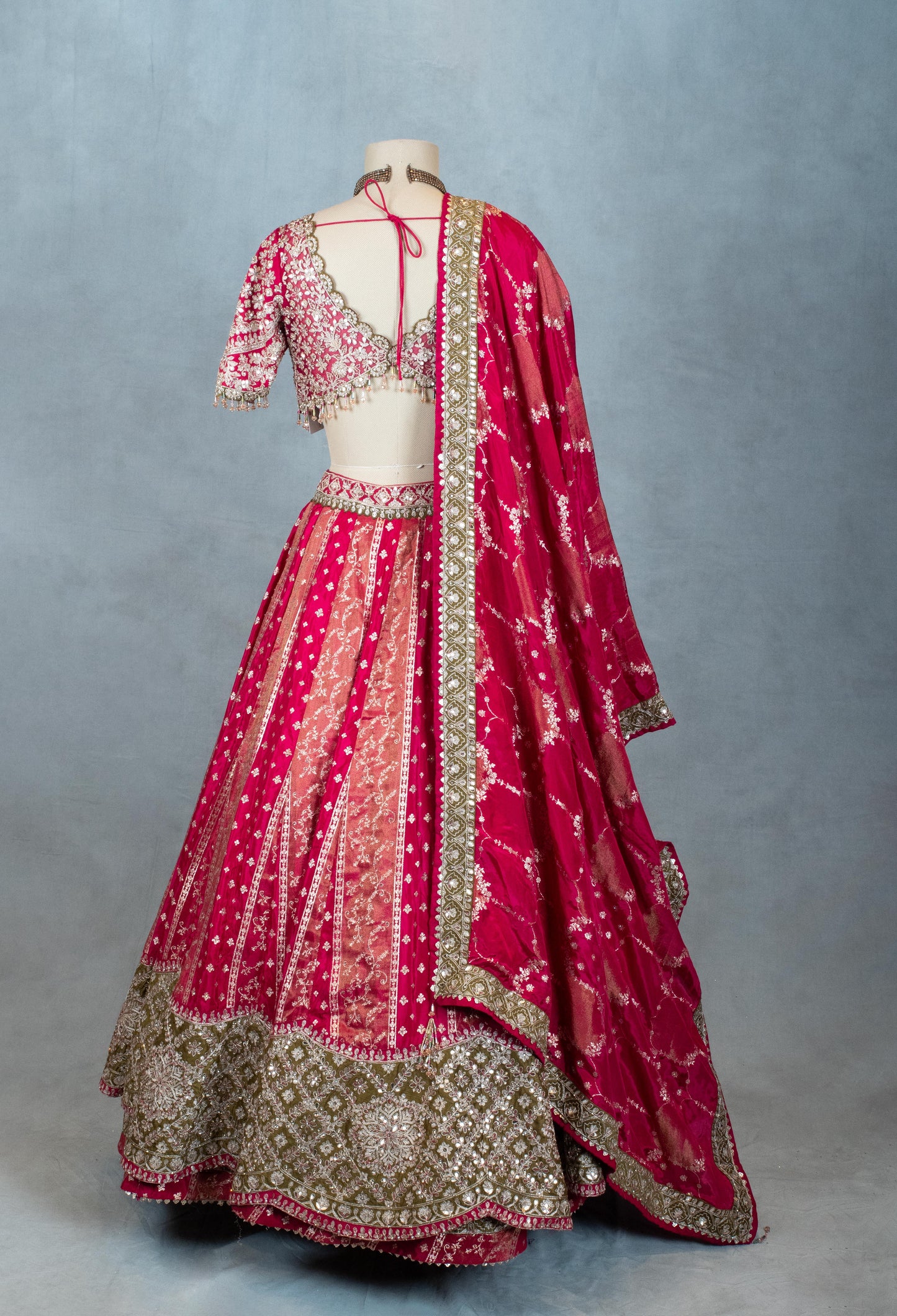 Elegant Pink Embroidered Lehenga Choli with Golden Detailing for Women | Traditional Indian Ethnic Wear