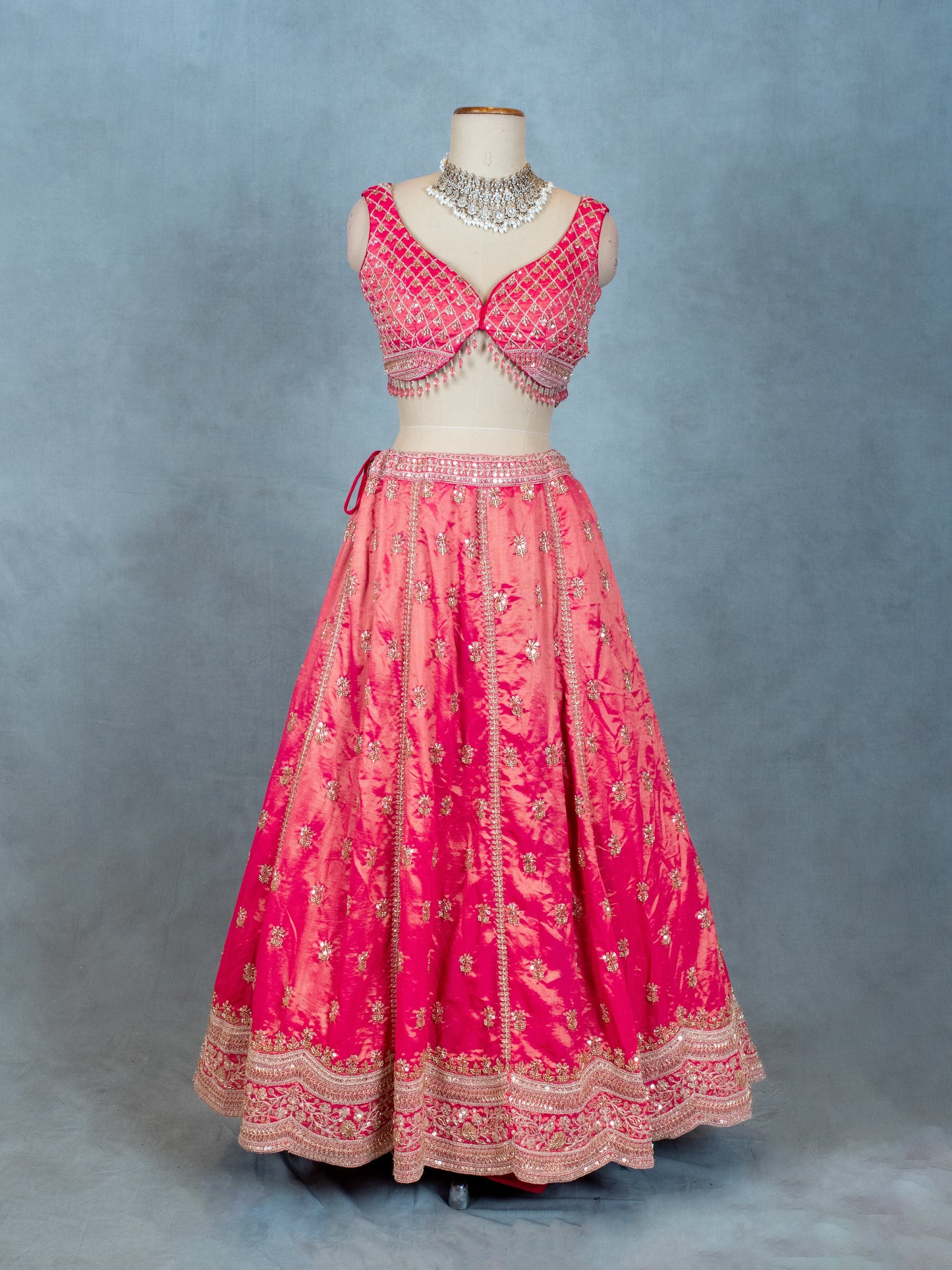 Elegant Pink Embroidered Lehenga Choli with Net Dupatta – Traditional Indian Ethnic Wear