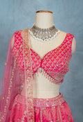 Elegant Pink Embroidered Lehenga Choli with Net Dupatta – Traditional Indian Ethnic Wear