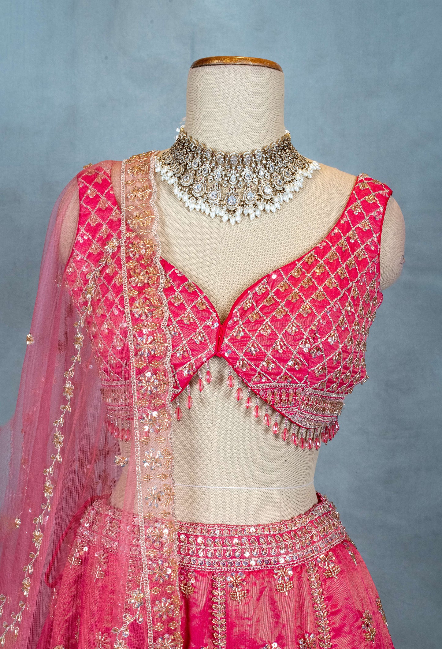 Elegant Pink Embroidered Lehenga Choli with Net Dupatta – Traditional Indian Ethnic Wear