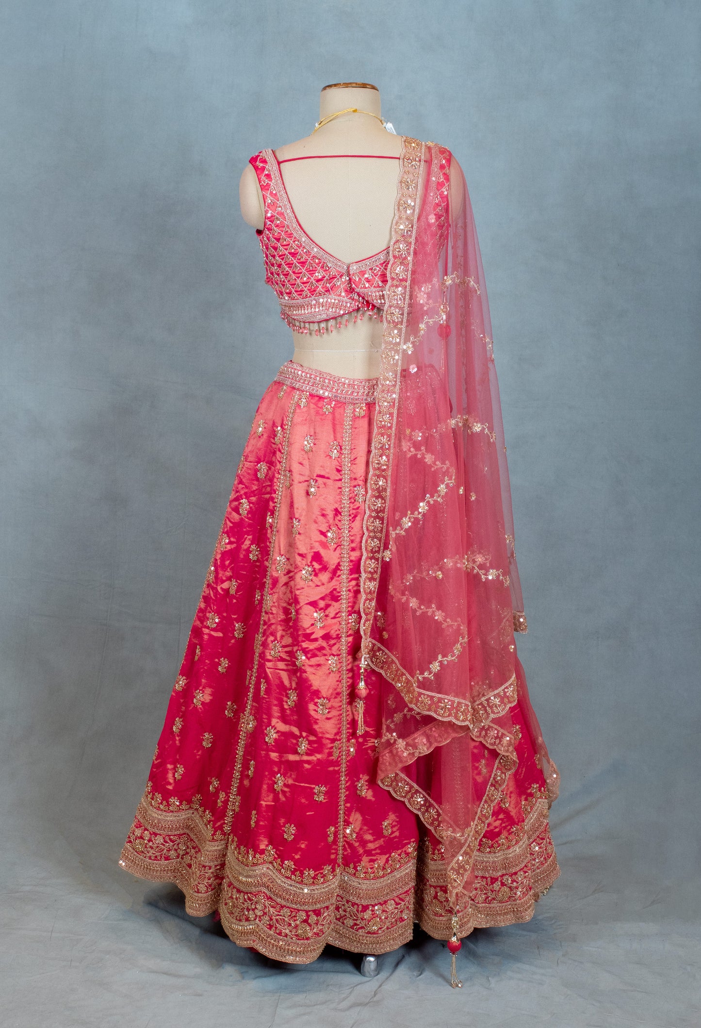 Elegant Pink Embroidered Lehenga Choli with Net Dupatta – Traditional Indian Ethnic Wear